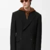 Double-breasted jacket in wool Black