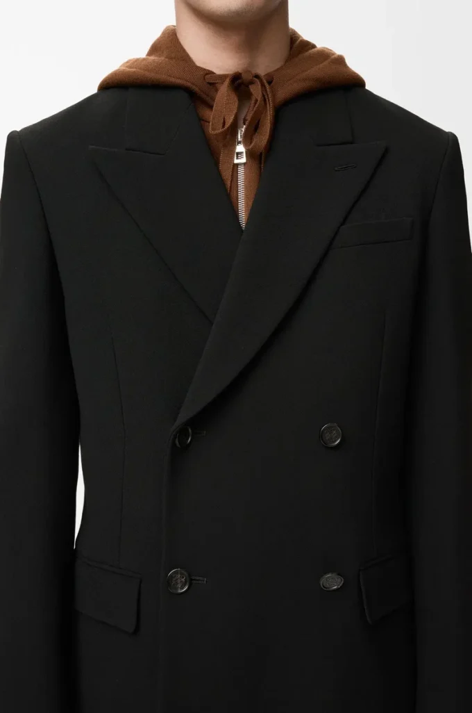 Double-breasted jacket in wool Black