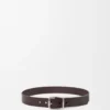 Double Roller Curve belt in vegetable-tanned calfskin Dark Cigar/Vintage Palladium