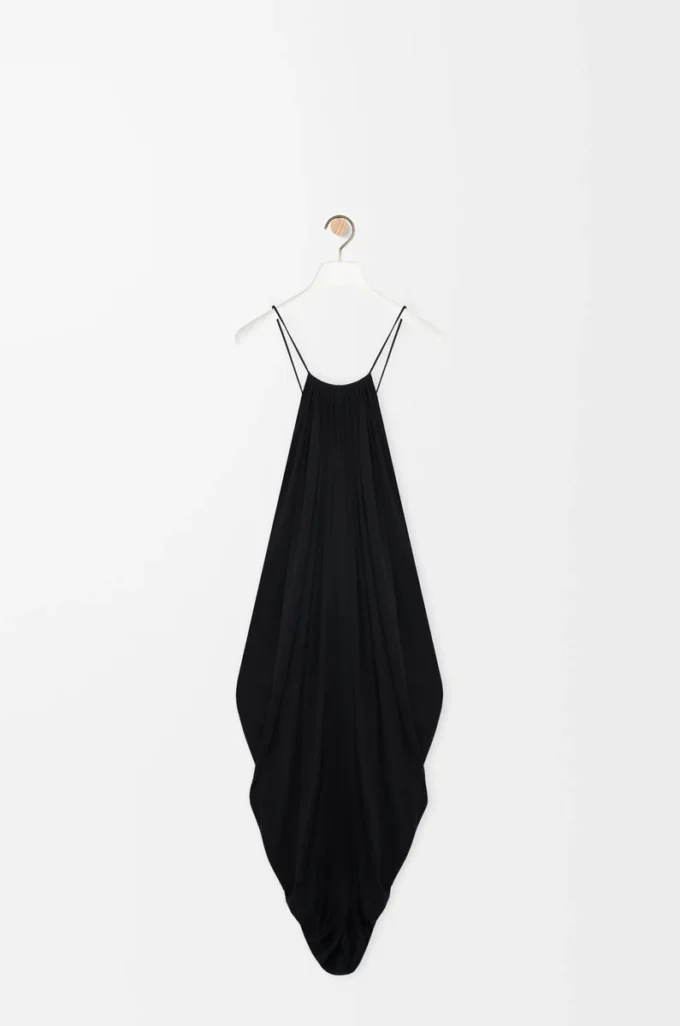 Draped dress in silk Black