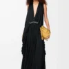 Draped dress in silk Black