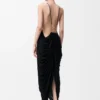 Draped dress in silk Black
