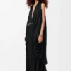 Draped dress in silk Black