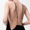 Draped dress in silk Black