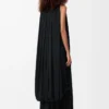 Draped dress in silk Black