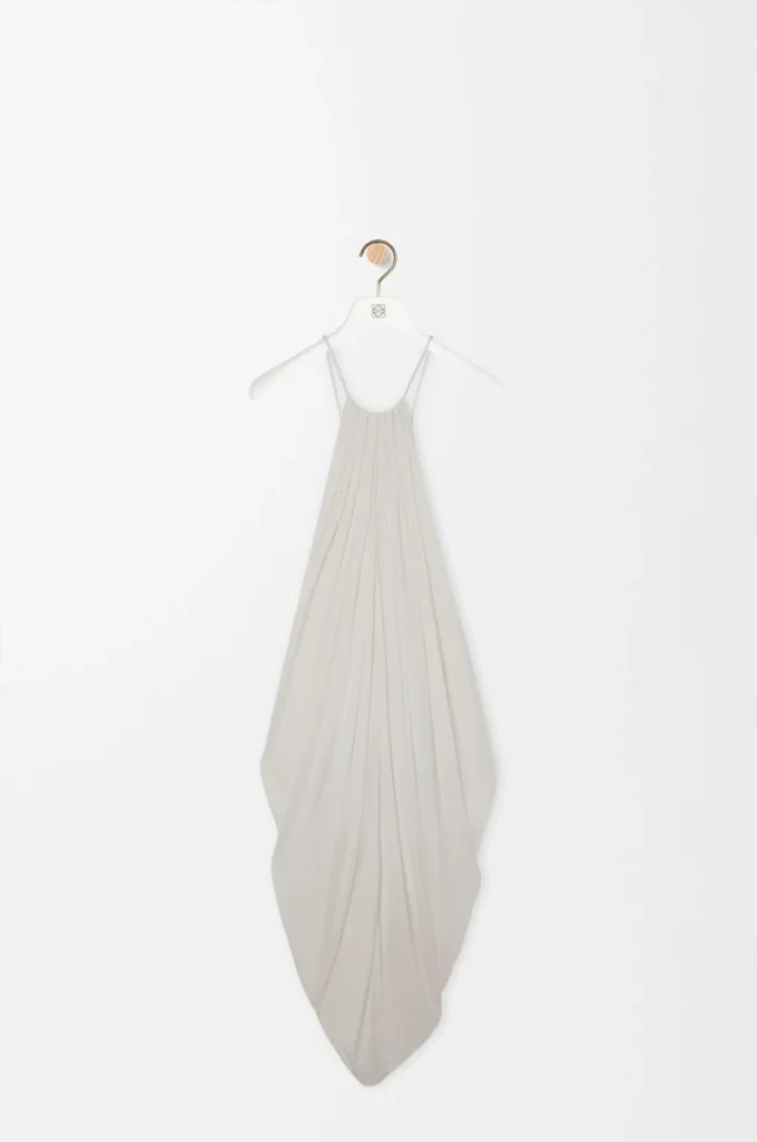 Draped dress in silk White