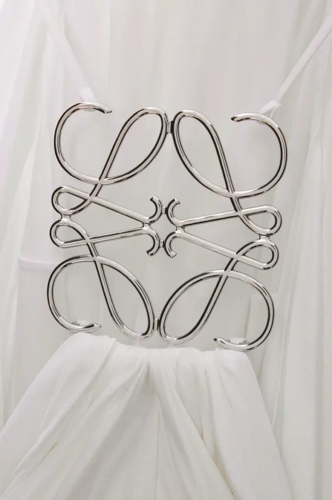 Draped dress in silk White