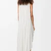 Draped dress in silk White