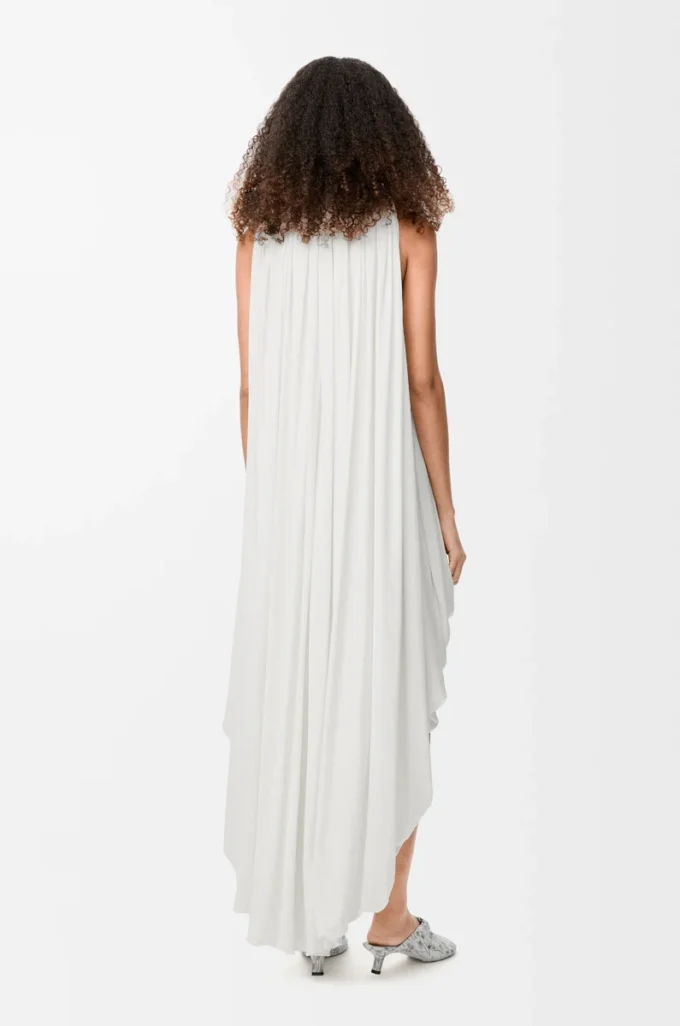 Draped dress in silk White
