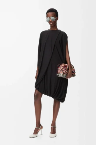 Draped dress in viscose Black