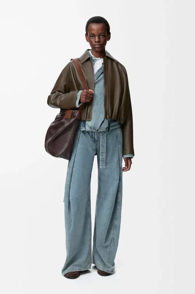 Draped jacket in nappa calfskin Dark Green Draped jacket in nappa calfskin Dark Green