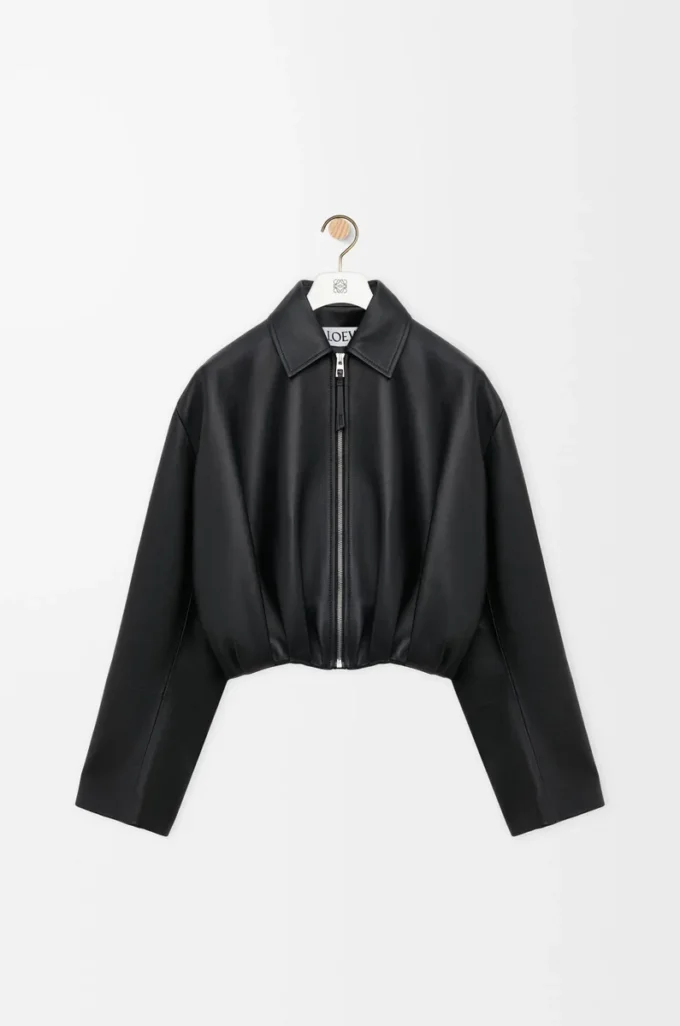 Draped jacket in nappa lambskin Black Draped jacket in nappa lambskin Black