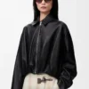 Draped jacket in nappa lambskin Black Draped jacket in nappa lambskin Black
