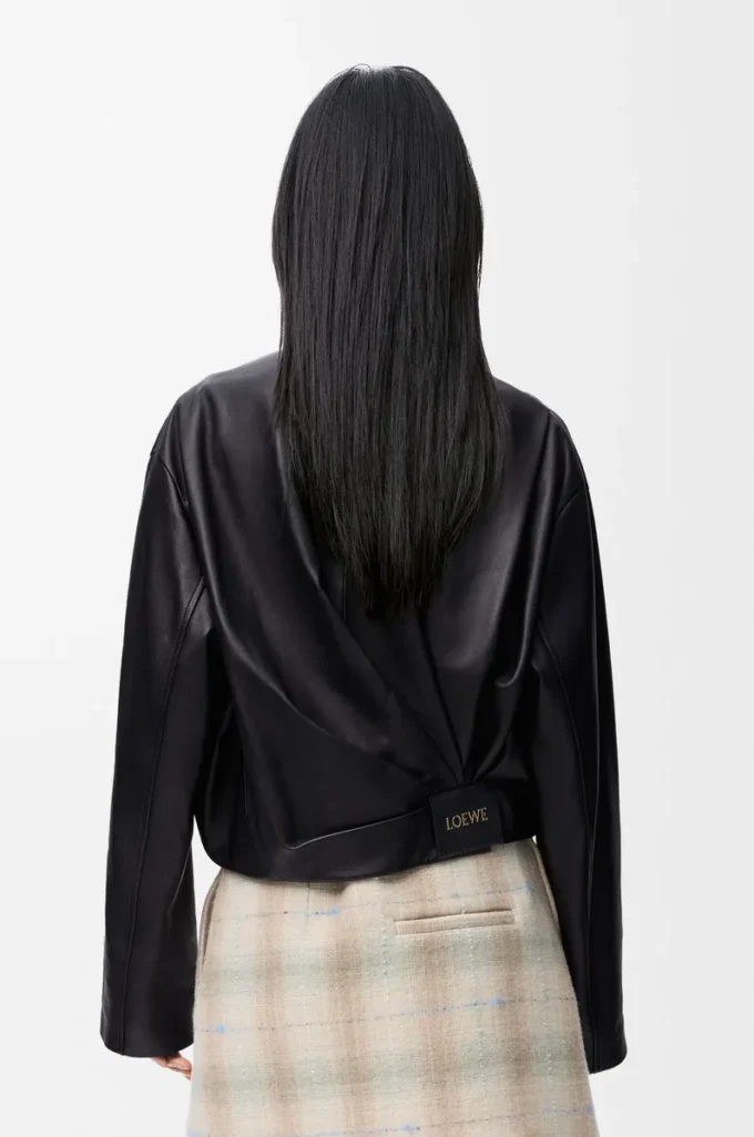 Draped jacket in nappa lambskin Black Draped jacket in nappa lambskin Black