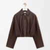 Draped jacket in nappa lambskin Chocolate Brown Draped jacket in nappa lambskin Chocolate Brown