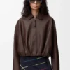 Draped jacket in nappa lambskin Chocolate Brown Draped jacket in nappa lambskin Chocolate Brown