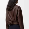 Draped jacket in nappa lambskin Chocolate Brown Draped jacket in nappa lambskin Chocolate Brown