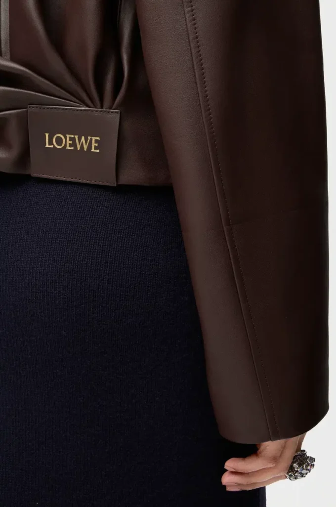 Draped jacket in nappa lambskin Chocolate Brown Draped jacket in nappa lambskin Chocolate Brown