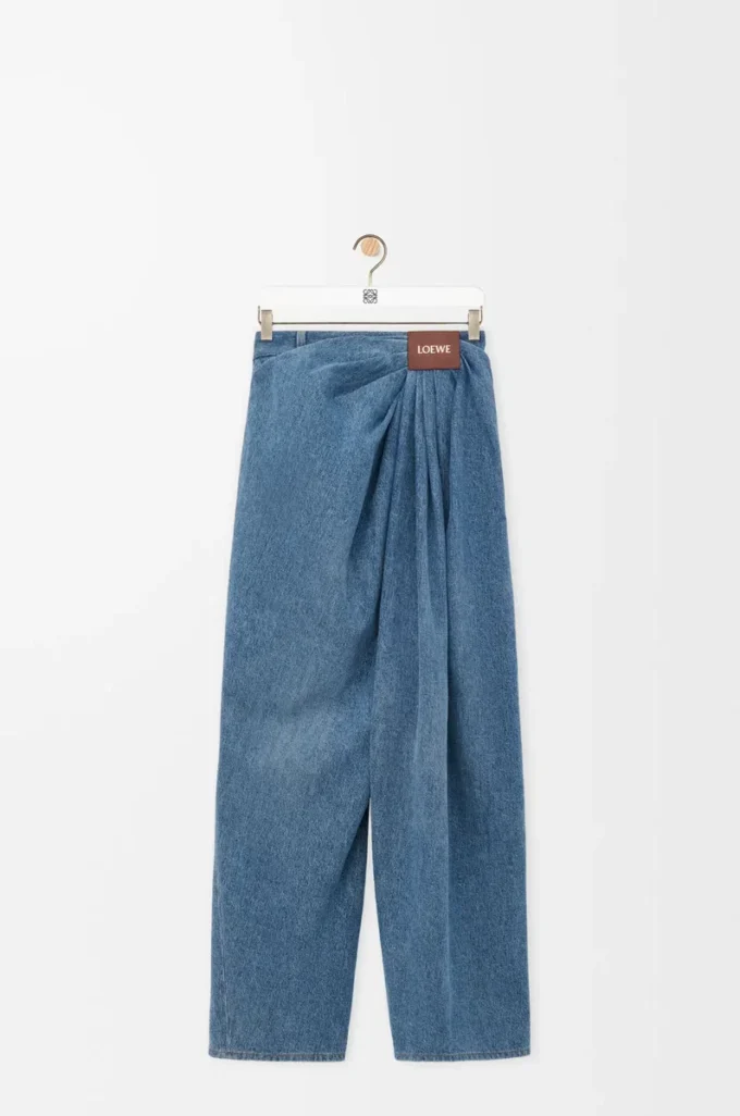 Draped jeans in denim Indigo Blue Draped jeans in denim Indigo Blue