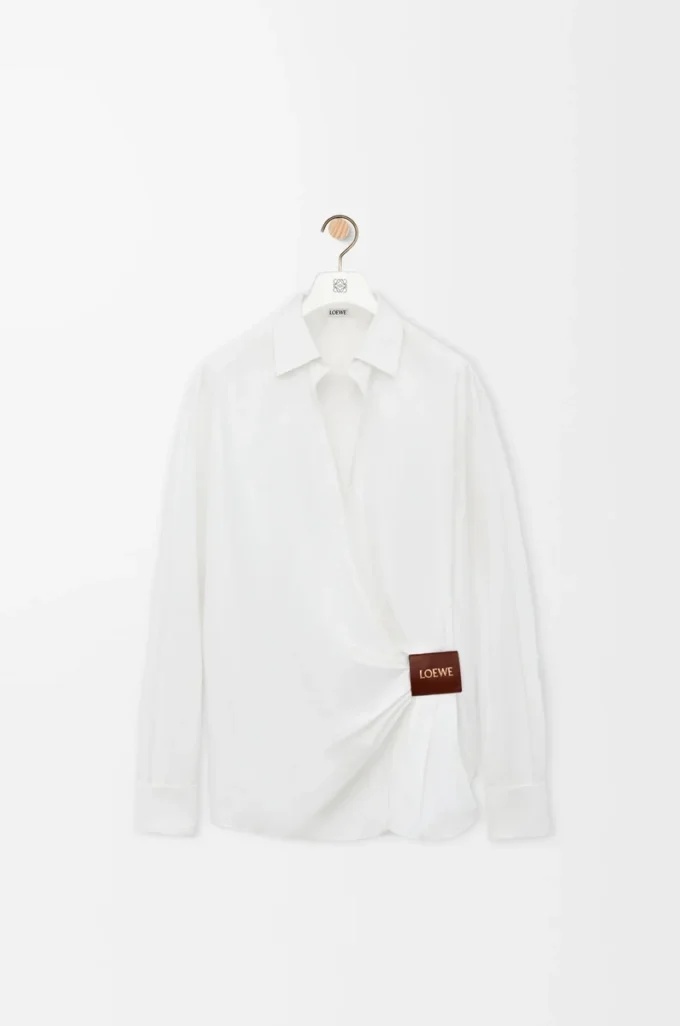 Draped shirt in cotton White Draped shirt in cotton White