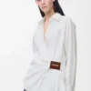 Draped shirt in cotton White Draped shirt in cotton White