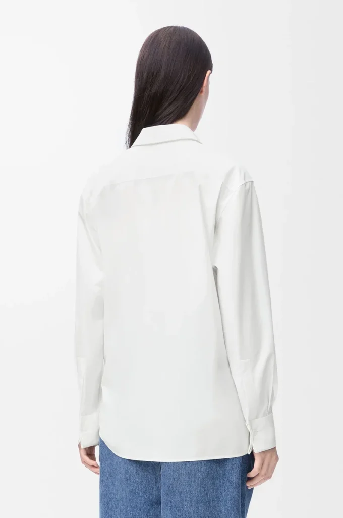Draped shirt in cotton White Draped shirt in cotton White
