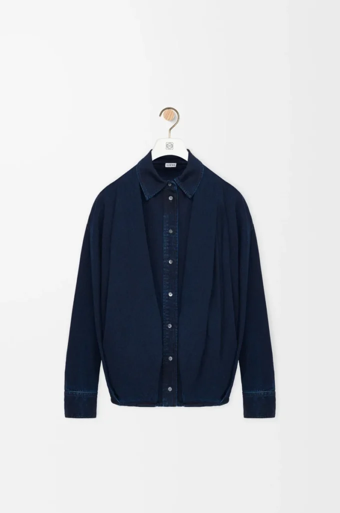 Draped shirt in denim Dark Indigo Draped shirt in denim Dark Indigo