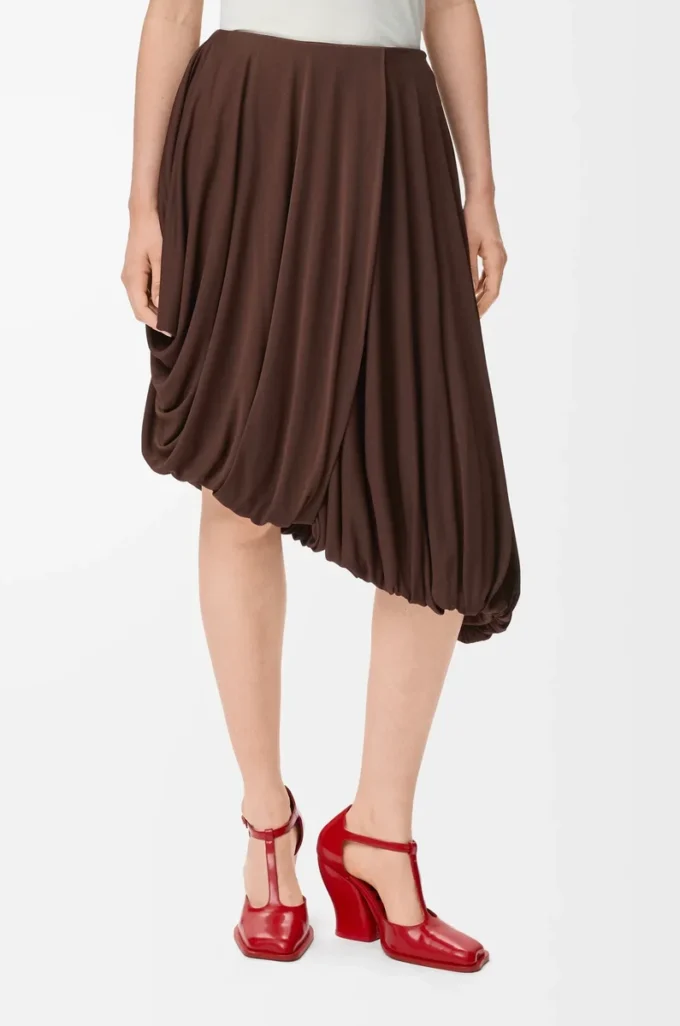 Draped skirt in viscose Coffee