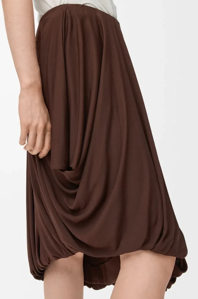 Draped skirt in viscose Coffee