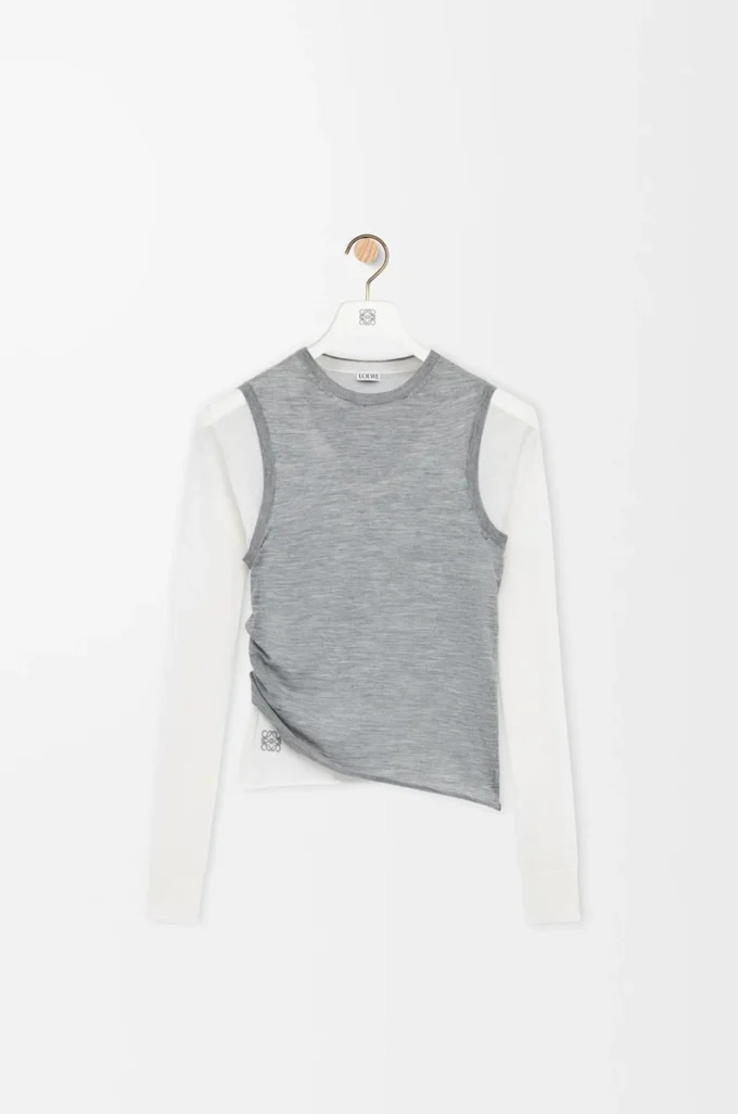 Draped sweater in cashmere Grey/White Draped sweater in cashmere Grey/White