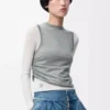 Draped sweater in cashmere Grey/White Draped sweater in cashmere Grey/White