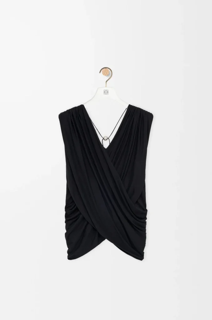 Draped top in silk Black