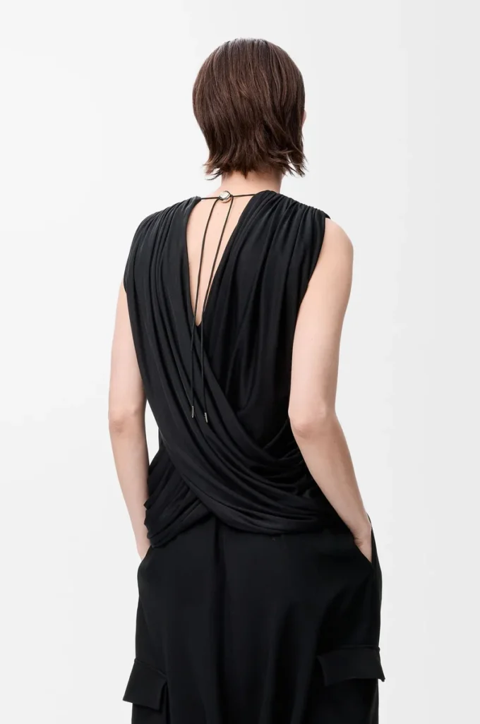 Draped top in silk Black