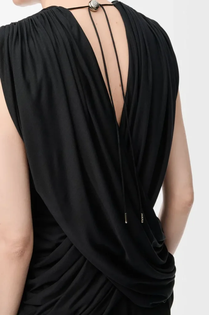Draped top in silk Black