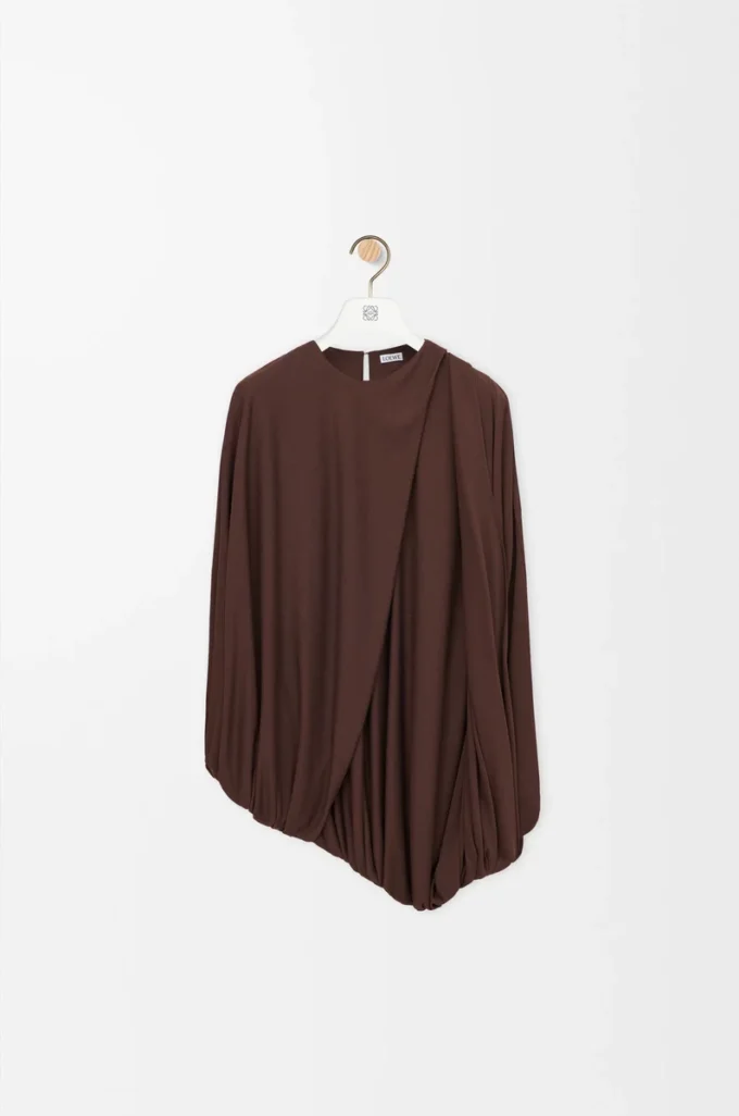 Draped top in viscose Coffee Draped top in viscose Coffee
