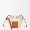 Drawstring bucket in palm leaf and calfskin Natural/Tan
