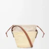 Drawstring bucket in palm leaf and calfskin Natural/Tan