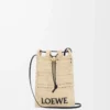 Drawstring pocket in raffia Natural/Black