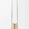 Drawstring pocket in raffia Natural/Black