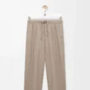 Drawstring trousers in wool and cashmere Beige Melange