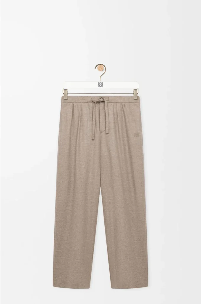 Drawstring trousers in wool and cashmere Beige Melange
