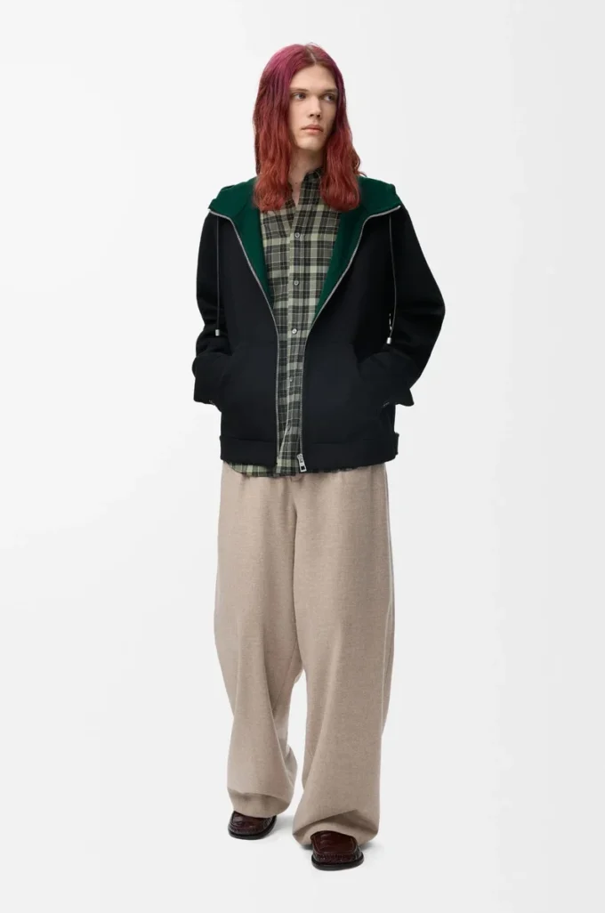Drawstring trousers in wool and cashmere Beige Melange
