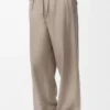 Drawstring trousers in wool and cashmere Beige Melange