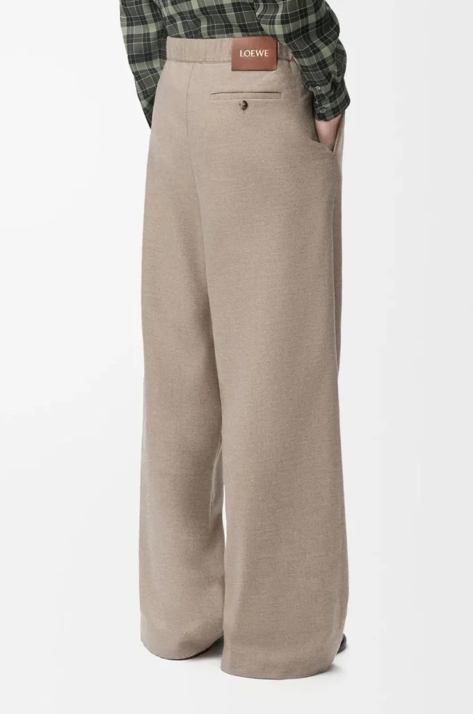 Drawstring trousers in wool and cashmere Beige Melange