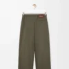 Drawstring trousers in wool Khaki Green