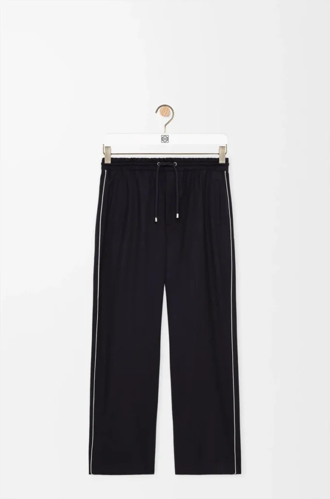 Drawstring trousers in wool Navy Blue