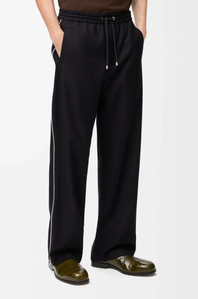Drawstring trousers in wool Navy Blue