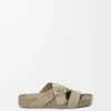 Ease Buckle slide in brushed suede Khaki Green