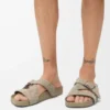 Ease Buckle slide in brushed suede Khaki Green