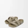 Ease Buckle slide in brushed suede Khaki Green